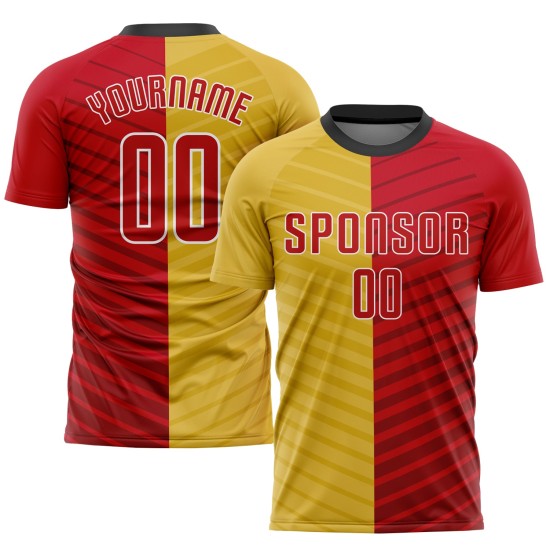 Gold Fußballuniform Rot-Weiß Trikot Sublimation Custom