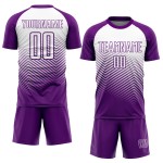 Jersey Uniform Abstrakte Dreiecke Fußball Geometrisch Lila Custom Sublimation Weiß