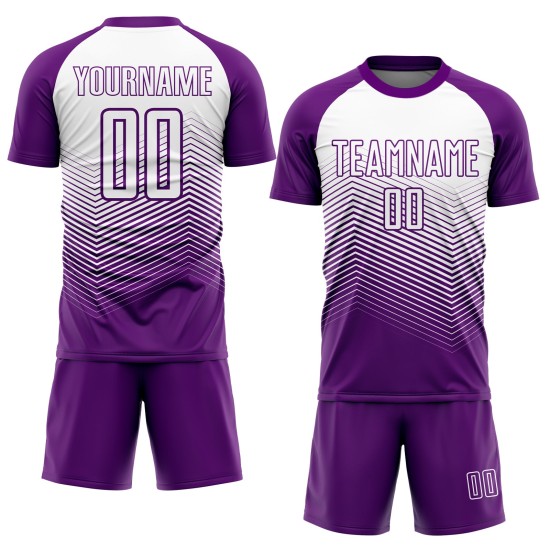Jersey Uniform Abstrakte Dreiecke Fußball Geometrisch Lila Custom Sublimation Weiß