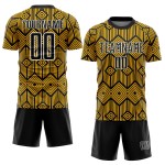 Sublimation Gold Fußball Abstrakte Jersey Schwarz-Weiß Formen Uniform Custom Sublimation Gold Fußball Abstrakte Jersey Schwarz-Weiß Formen Uniform Custom
