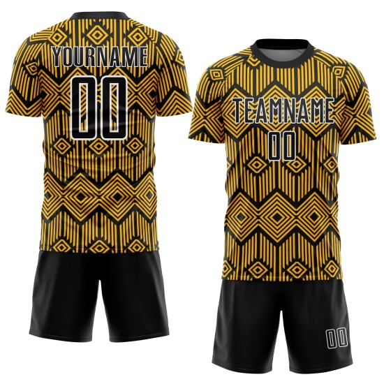 Sublimation Gold Fußball Abstrakte Jersey Schwarz-Weiß Formen Uniform Custom Sublimation Gold Fußball Abstrakte Jersey Schwarz-Weiß Formen Uniform Custom