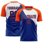 Orange-Weiße Linien Custom Curve Jersey Royal Sublimation Fußballuniform Orange-Weiße Linien Custom Curve Jersey Royal Sublimation Fußballuniform