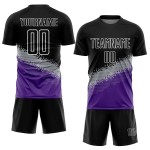 Jersey Uniform Schwarz Geometrische Fußball Form Benutzerdefinierte Gradienten Sublimation Grau-Lila Jersey Uniform Schwarz Geometrische Fußball Form Benutzerdefinierte Gradienten Sublimation Grau-Lila