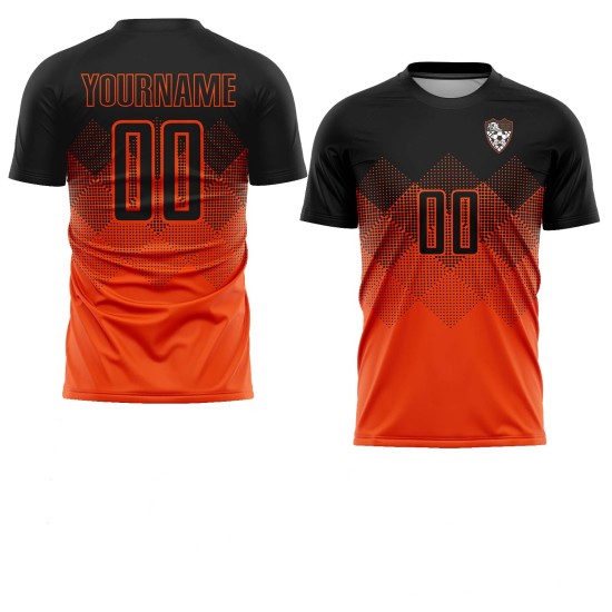 Fußball Platz Orange Jersey Uniform Spencer Custom Gradienten Schwarz Form Club Sublimation