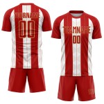 Custom Line Fußball Gold-Weiß Rot Sublimation Alte Trikotuniform Custom Line Fußball Gold-Weiß Rot Sublimation Alte Trikotuniform