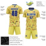 Benutzerdefiniertes Royal-Weiß-Gold Sublimations-Fußballtrikot für Auswärts