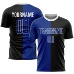 Schwarz Sublimation Split Custom Jersey Royal-Weiß Fashion Uniform Fußball