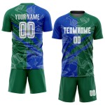 Benutzerdefinierte Thunder Scratch Fußballuniform Graffiti Grün Trikot Muster Sublimation Blau-Kelly Benutzerdefinierte Thunder Scratch Fußballuniform Graffiti Grün Trikot Muster Sublimation Blau-Kelly