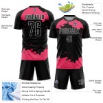 Benutzerdefinierte rosa-weiß Kunst Jersey schwarz Fragment Fußball Neon Sublimation abstrakte Uniform